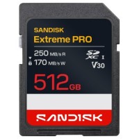 SanDisk SDXC Extreme PRO 512GB (UHS-I, V30, U3, R250 MB/s / W170MB/s, 4K UHD)