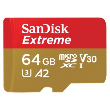 SanDisk microSDXC Extreme 64GB (R170 MB/s) Cams&Drones + Adap., 1 Jahr RescuePRO DX