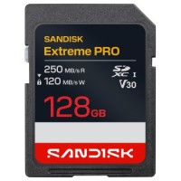 SanDisk SDXC Extreme PRO 128GB (UHS-I, V30, U3, R250 MB/s / W120MB/s, 4K UHD)
