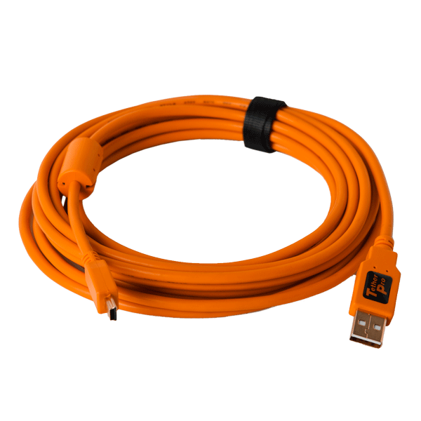 TetherPro USB 2.0 A / Mini B 5 Pin 4.6m/15' orange