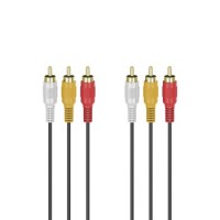 Hama Audio-/Video-Kabel, 3 Cinch-Stecker - 3 Cinch-Stecker, vergoldet, 3,0 m