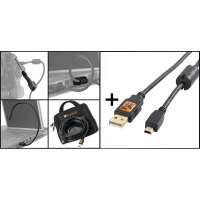 Tether Tools Starter Tethering Kit: USB2 A/Mini-B Kabel 15' BLK