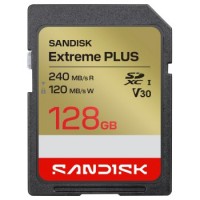 SanDisk SDXC Extreme PLUS 128GB (UHS-I, V30, U3, R240 MB/s / W120MB/s, 4K UHD)