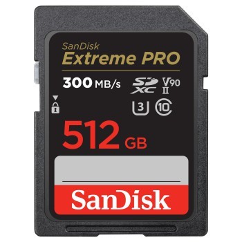 SanDisk SDXC Extreme PRO 512 GB (V90/U3/UHS-II/Cl.10/R300-/W300 MB/s)