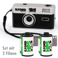 Ilford Kamera Sprite 35-II silber Set mit 2 Filmen