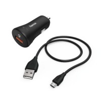 Hama Kfz-Ladeset, Micro USB, 3A, Ladegerät QC3.0 + Micro-USB-Kabel, 1,5 m, Schw.