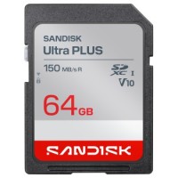 SanDisk SDXC Ultra PLUS 64GB (UHS-I,V10, U1, C10 (R150MB/s), HD)